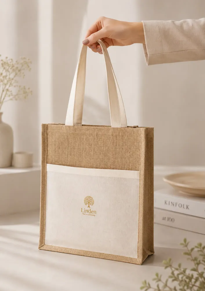 Bolsa de juta ecológica, 41×35 cm, em fibra natural com alça reforçada