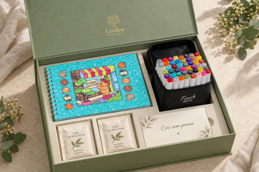 Tempo de Criar · proposta ilustrativa de kit completo Linden
