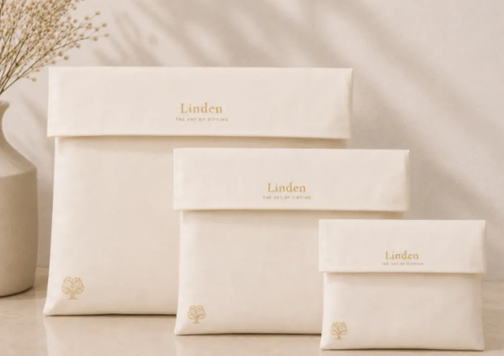Conjunto de três sleeve bags em algodão, em tamanhos diferentes