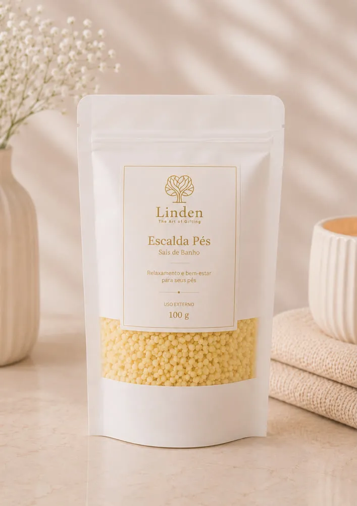 Escalda-pés de alecrim e gengibre, 300 g de sal de banho em embalagem personalizável